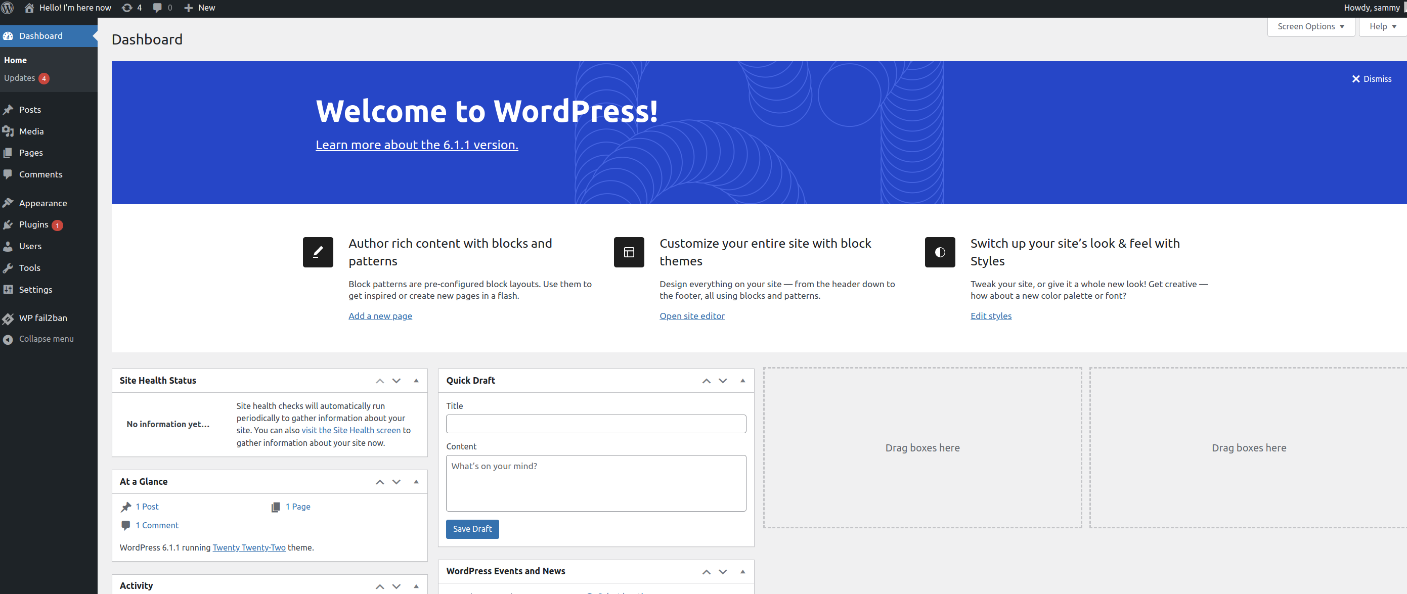 WordPress admin dashboard